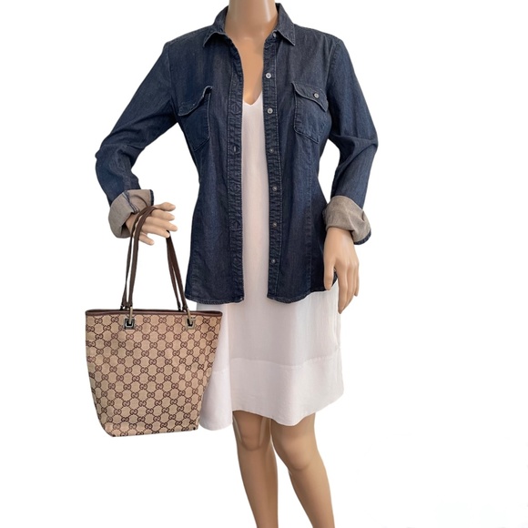 Gucci GG Monogram Brown Canvas Small Tote Shoulder Bag - Picture 3 of 14